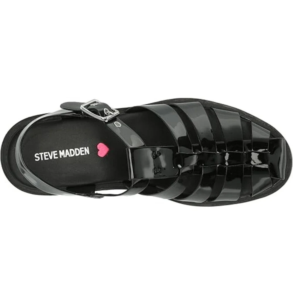 Steve Madden Dory Sandals Girls US 5Y M Black Adjustable Strap Platform NCZ342